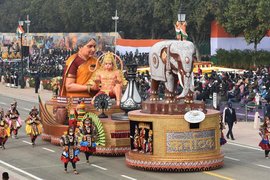 Karnataka’s tableau on the Rajpath during the 73rd Republic Day Parade in 2022. (Credits: The Hindu)