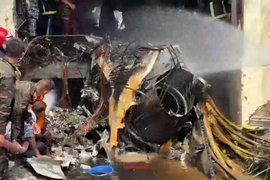 Bangladesh Air Force training aircraft crashes- image from The Hindu