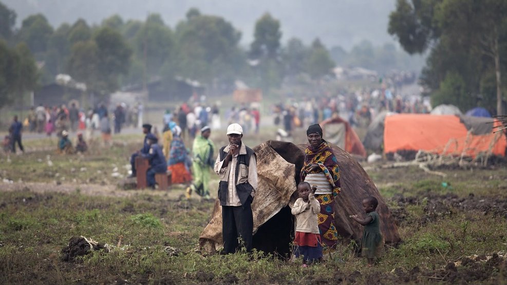 A camp set up by displaced people fleeing fighting between the FARDC and M23 near Goma in 2012. (Credits: MONUSCO via Flickr)