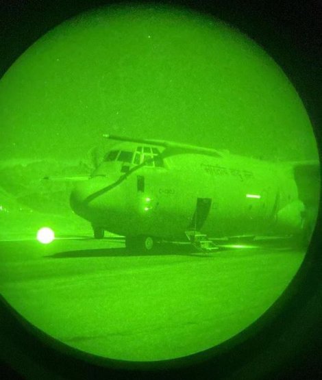 The IAF C-130J with Garud commandos makes night landing at Kargil Advanced Landing Ground on January 7, 2024. (Credits: IAF)