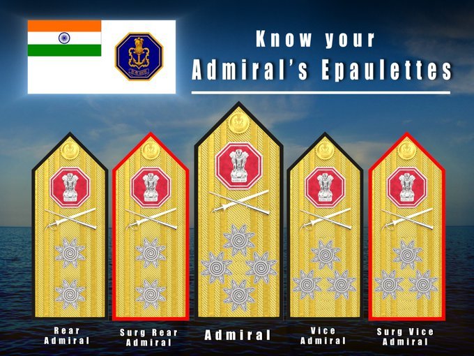 New design of the epaulettes of Admirals of the Navy. Credits: X/@indiannavy