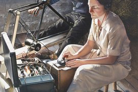 A painting of Hall as a wireless operator during her second mission to France. Picture Credits: Wikimedia Commons