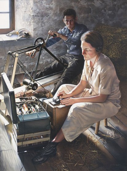 A painting of Hall as a wireless operator during her second mission to France. Picture Credits: Wikimedia Commons