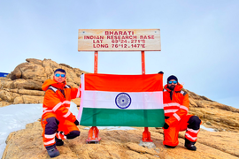 The Indian Naval Hydrographic Department at Bharati Research Station in Antarctica (Credits: X/@IndianNavy)