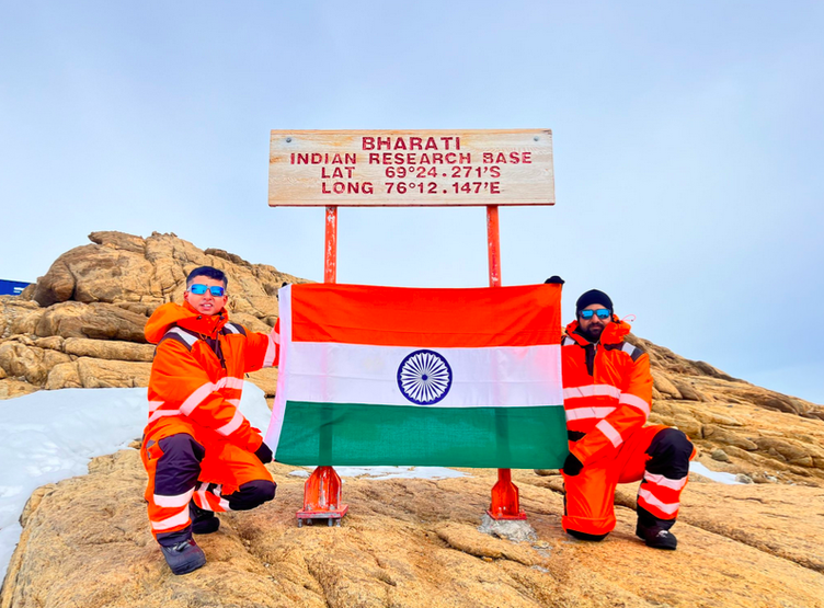 The Indian Naval Hydrographic Department at Bharati Research Station in Antarctica (Credits: X/@IndianNavy)