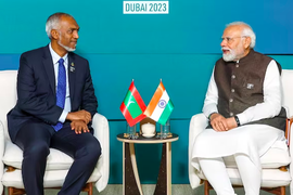 Prime Minister Narendra Modi and President Mohamed Muizzu during the COP28 summit in Dubai in December. (Credits: India Today)