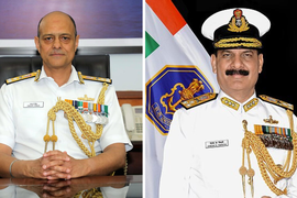 Vice Admiral Sanjay J Singh (left) and Vice Admiral Dinesh K Tripathi (right)