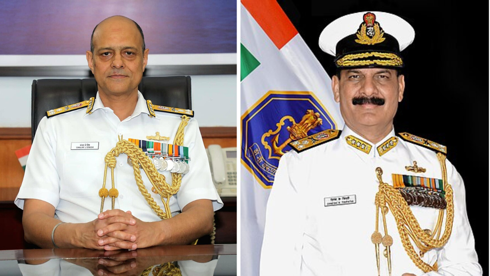 Vice Admiral Sanjay J Singh (left) and Vice Admiral Dinesh K Tripathi (right)