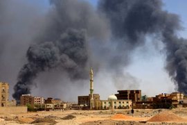 Smoke rises above buildings after aerial bombardment, during clashes between the paramilitary Rapid Support Forces and the army in Khartoum North, Sudan, May 1, 2023. Picture Credits: Reuters