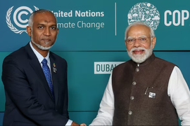 Maldives' President Mohamed Muizzu with Indian Prime Minister Narendra Modi. (Credits: PTI)